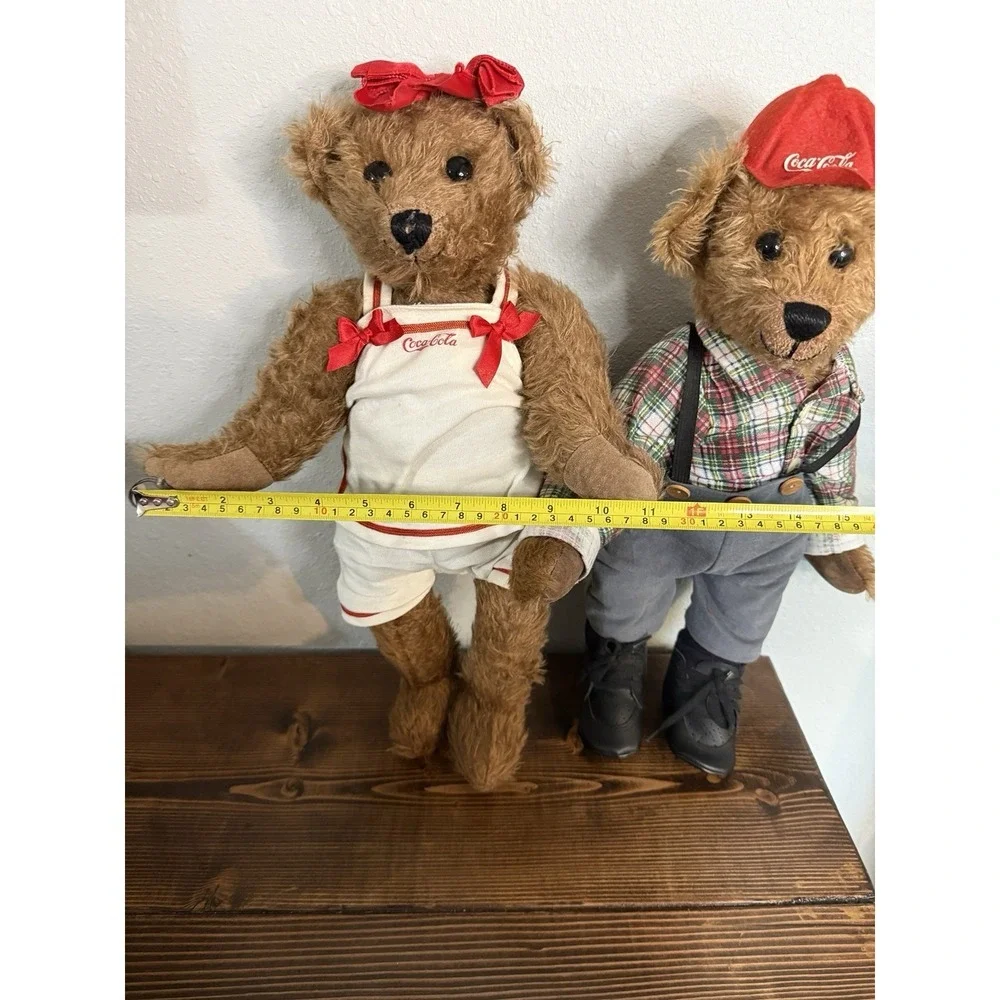 Vintage‎ Franklin Mint Coca Cola Jointed Collector Mohair Teddy Bears Set